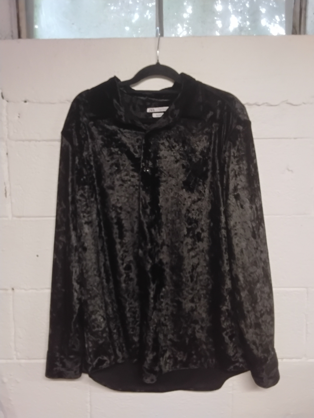 Zara Black Velvet Button-Front Shirt Jacket